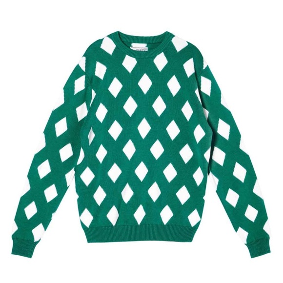 Bogey Boys Rhombus Sweater Golf Diamond Crewneck Macklemore Men’s S Green NWT - Picture 2 of 9